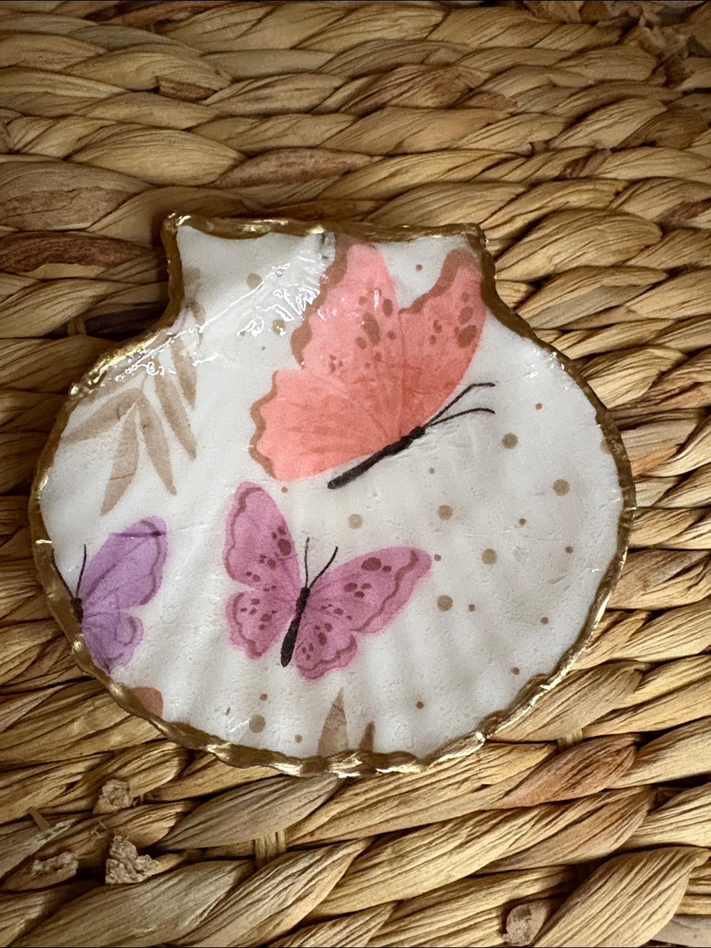 Hand Crafted Pink and Purple Butterfly Trinket Dish